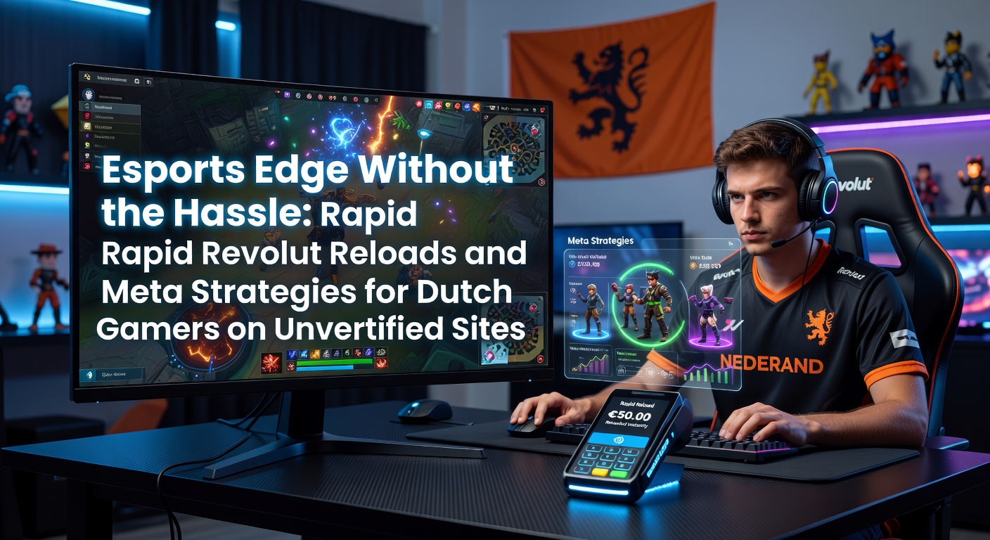 Nederlandse esports-gamer checkt odds op een ongeverifieerd platform tijdens een live Counter-Strike toernooi, met Revolut-app zichtbaar op de achtergrond