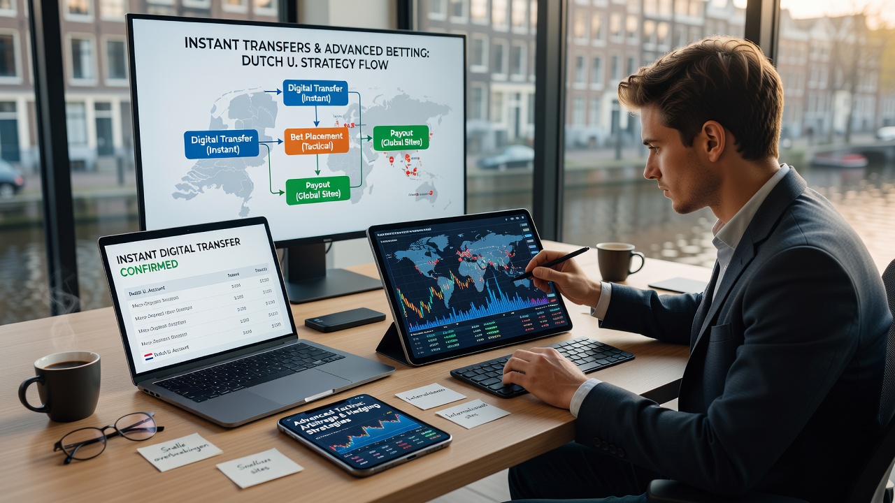 Diagram van digitale betalingsstromen die geavanceerde wedtactieken op offshore platforms faciliteren