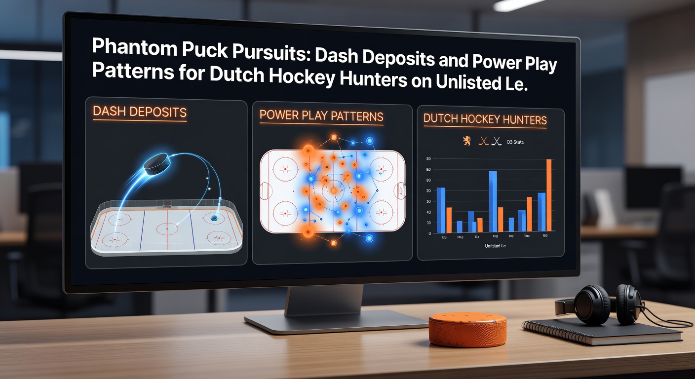 Dash crypto wallet interface op een smartphone naast een hockey-statistieken dashboard, met power play odds zichtbaar
