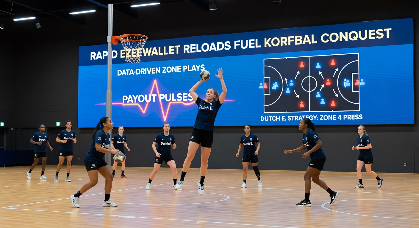 Grafiek met korfbal zone statistieken en EzeeWallet transactie flowchart op een offshore betting dashboard