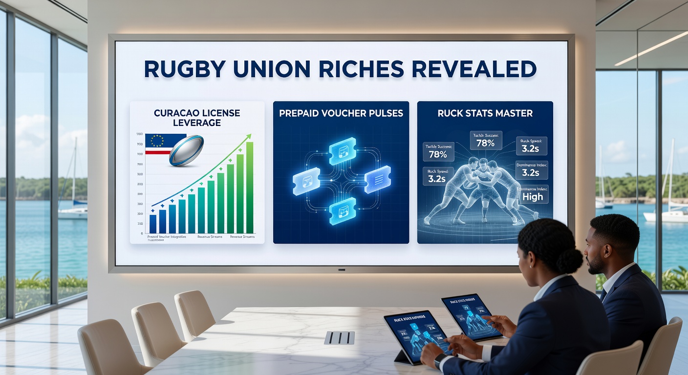 Prepaid voucher transactie op een mobiel scherm naast rugby ruck statistieken, illustrerend snelle stortingen voor Nederlandse punters