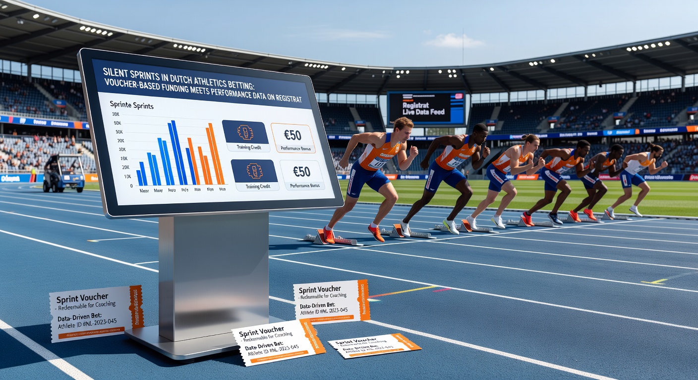 Atletiek weddenschap interface met voucher opties en prestatie statistieken