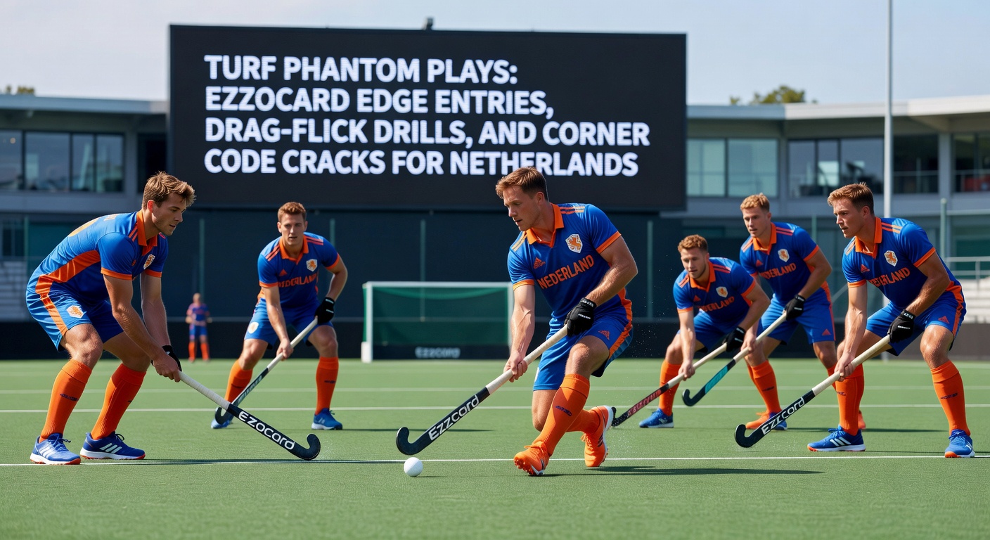 Dynamische hoekschop in een Nederlands veldhockeyduel, met spelers positionerend voor een krachtige flick, omringd door fans in oranje